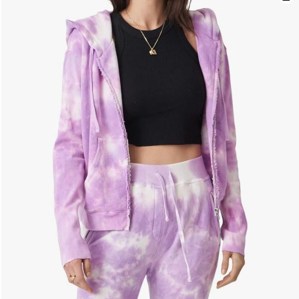Bandier x Sincerely Jules zip up hoodie, lavender tie-dye, XL